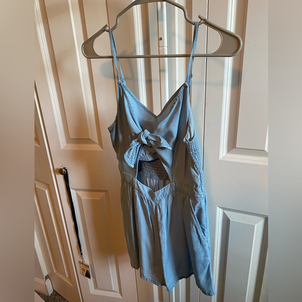 Aerie jean wash romper size small